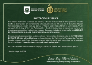 AUDIENCIA P&Uacute;BLICA DE RENDICI&Oacute;N DE CUENTAS INICIAL-GESTI&Oacute;N 2026