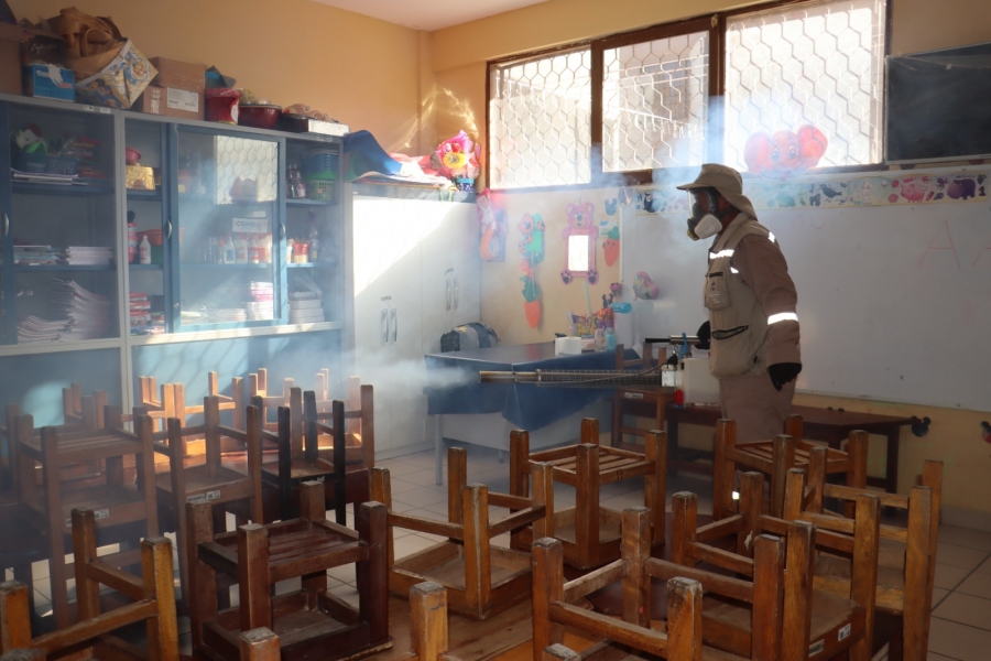 EN VACACIONES DE INVIERNO SE REALIZA LA FUMIGACI&Oacute;N CONTRA EL SARAMPI&Oacute;N AL IGUAL QUE EL CONTROL VECTORIAL EN UNIDADES EDUCATIVAS DE SACABA