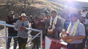 PRESIDENTE EVO INAUGURA REPRESA BEL&Eacute;N PAMPA PARA FORTALECER EL DESARROLLO PRODUCTIVO