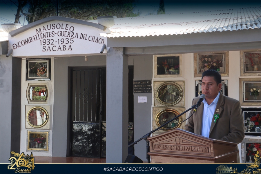 SACABA RINDI&Oacute; SU HOMENAJE A LOS BENEM&Eacute;RITOS DE LA GUERRA DEL CHACO CON UNA OFRENDA FLORAL EN EL CEMENTERIO GENERAL DE SACABA